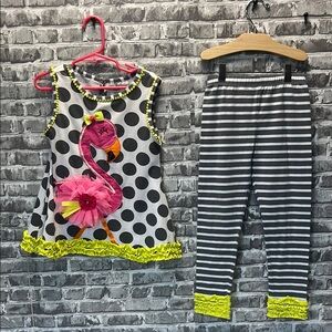 Polka Dot Flamingo Kids Matching Set‎